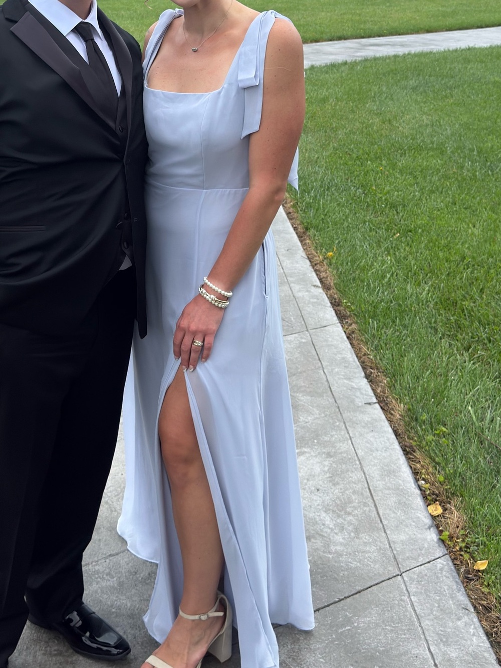 Birdy Grey Periwinkle Square-Neck Dress with removable Shoulder Ties